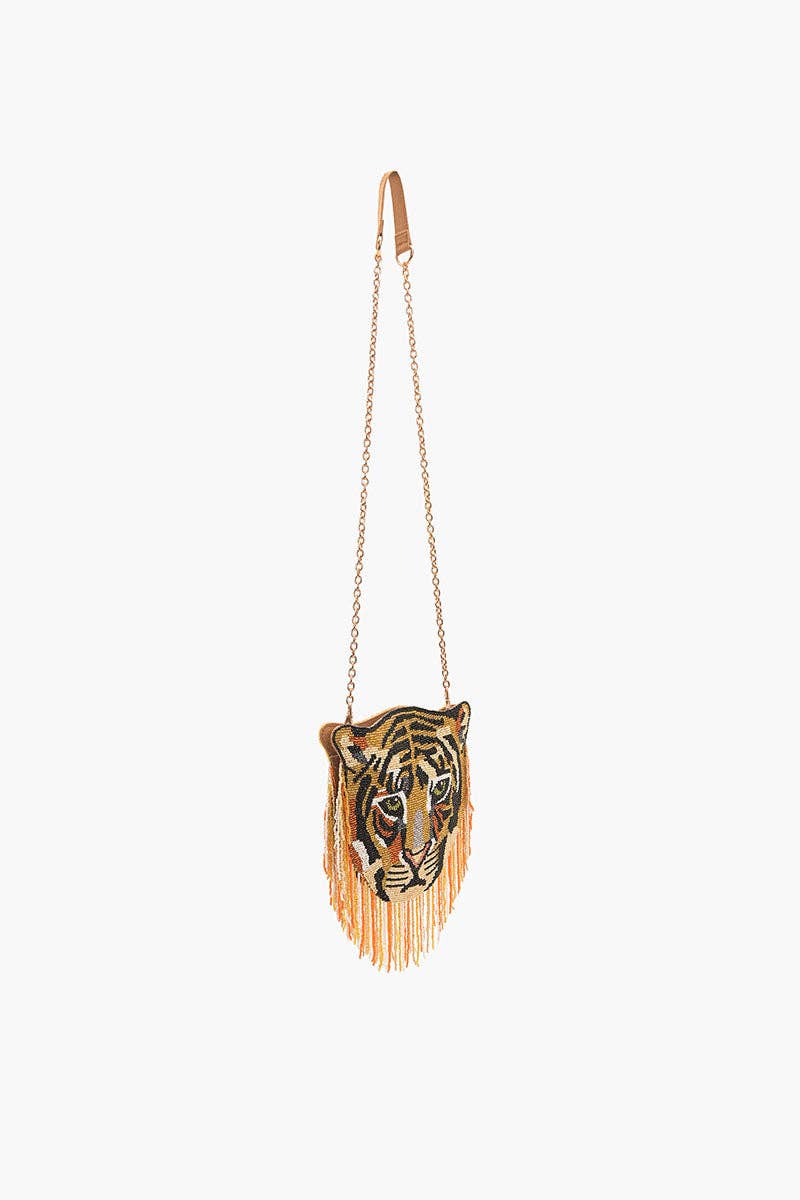 America & Beyond Tiger Shaped Beaded Crossbody Bag