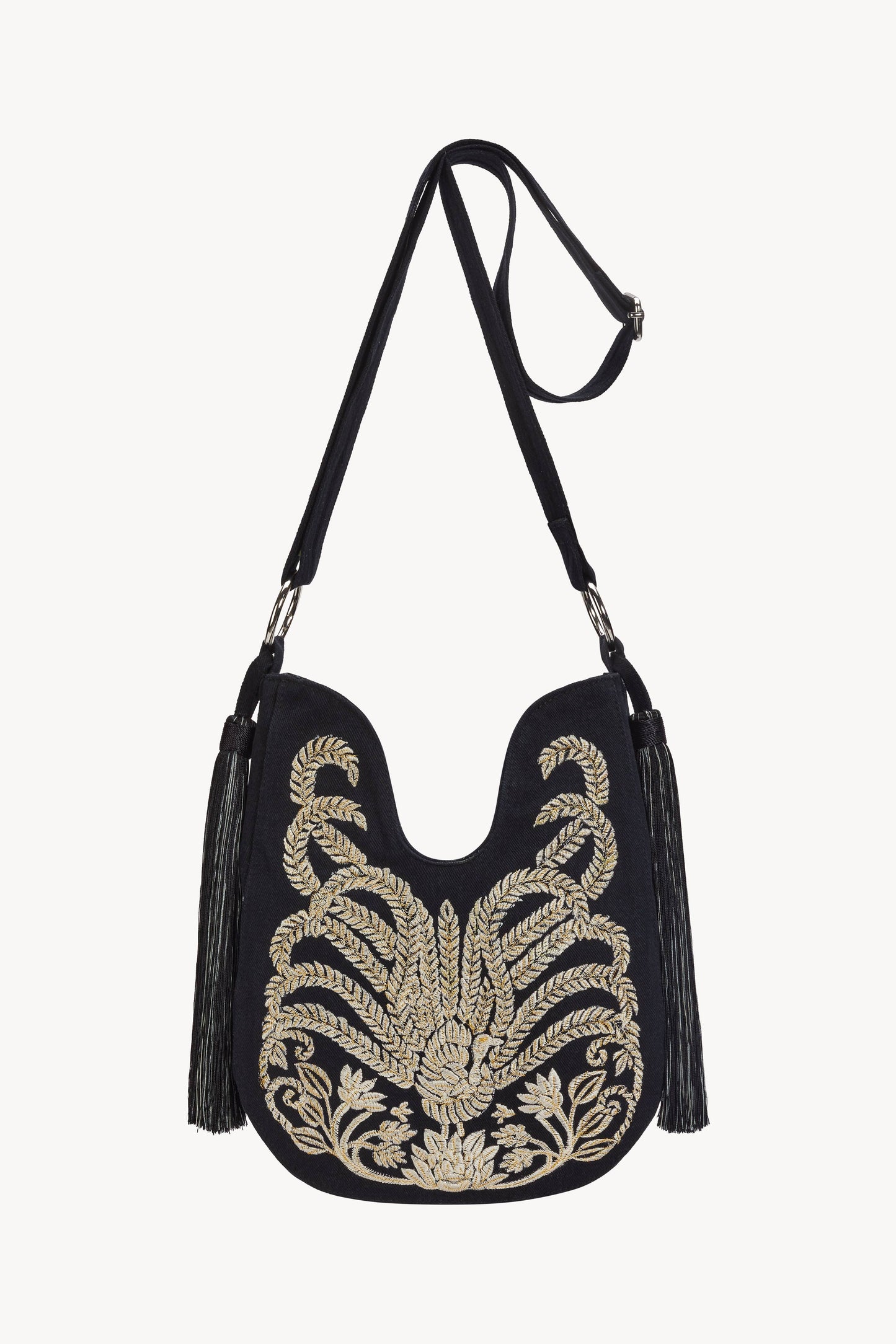 Mini Lyrebird Tassel Bag Black Denim
