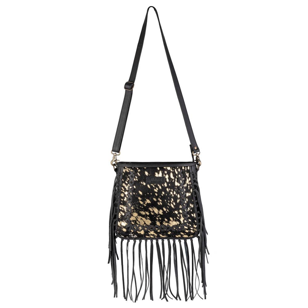 Full Grain Leather & Acid Wash Cowhide Shoulder Bag -Women's