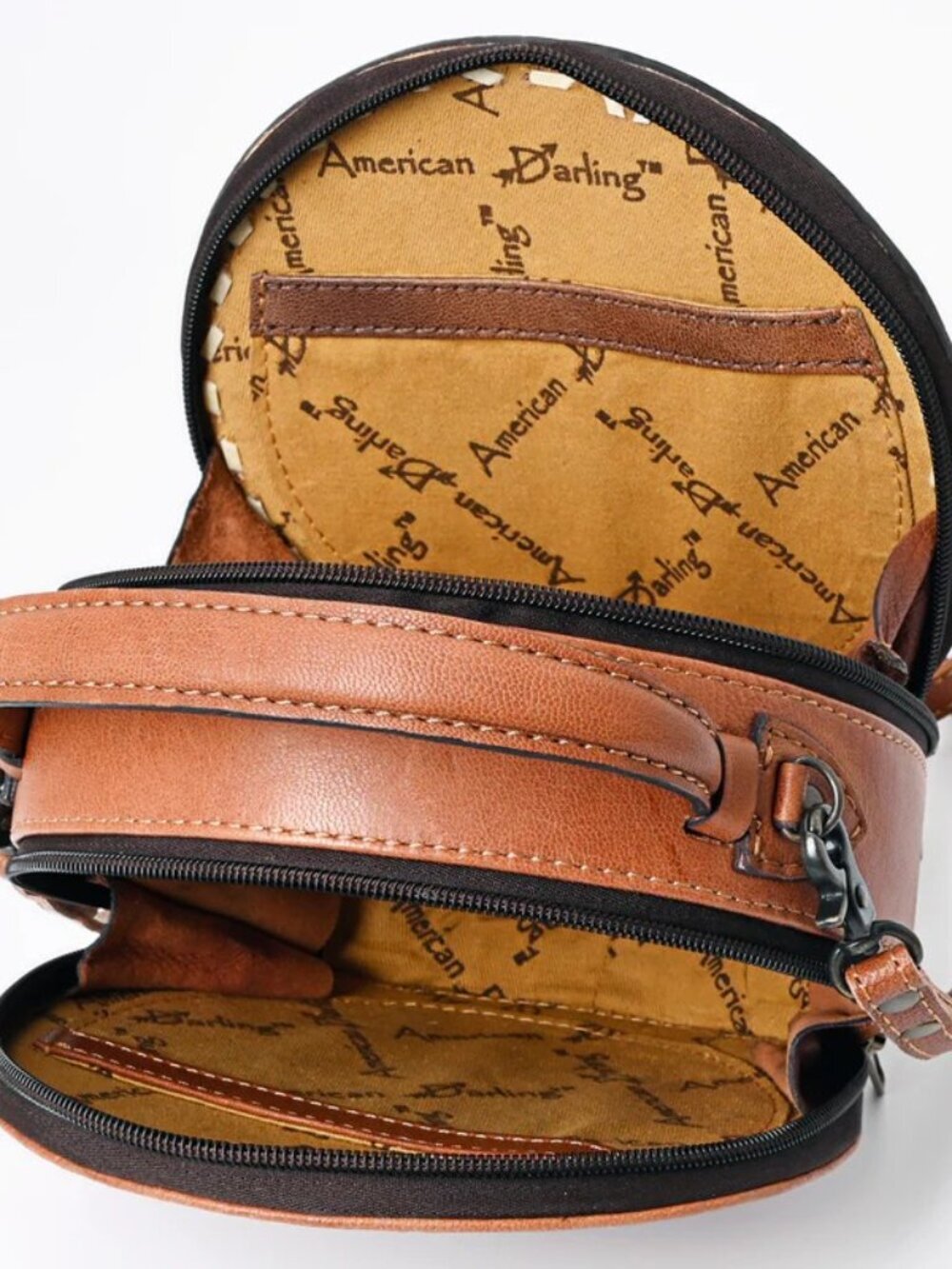 American Darling Sunflower Tooled Crossbody