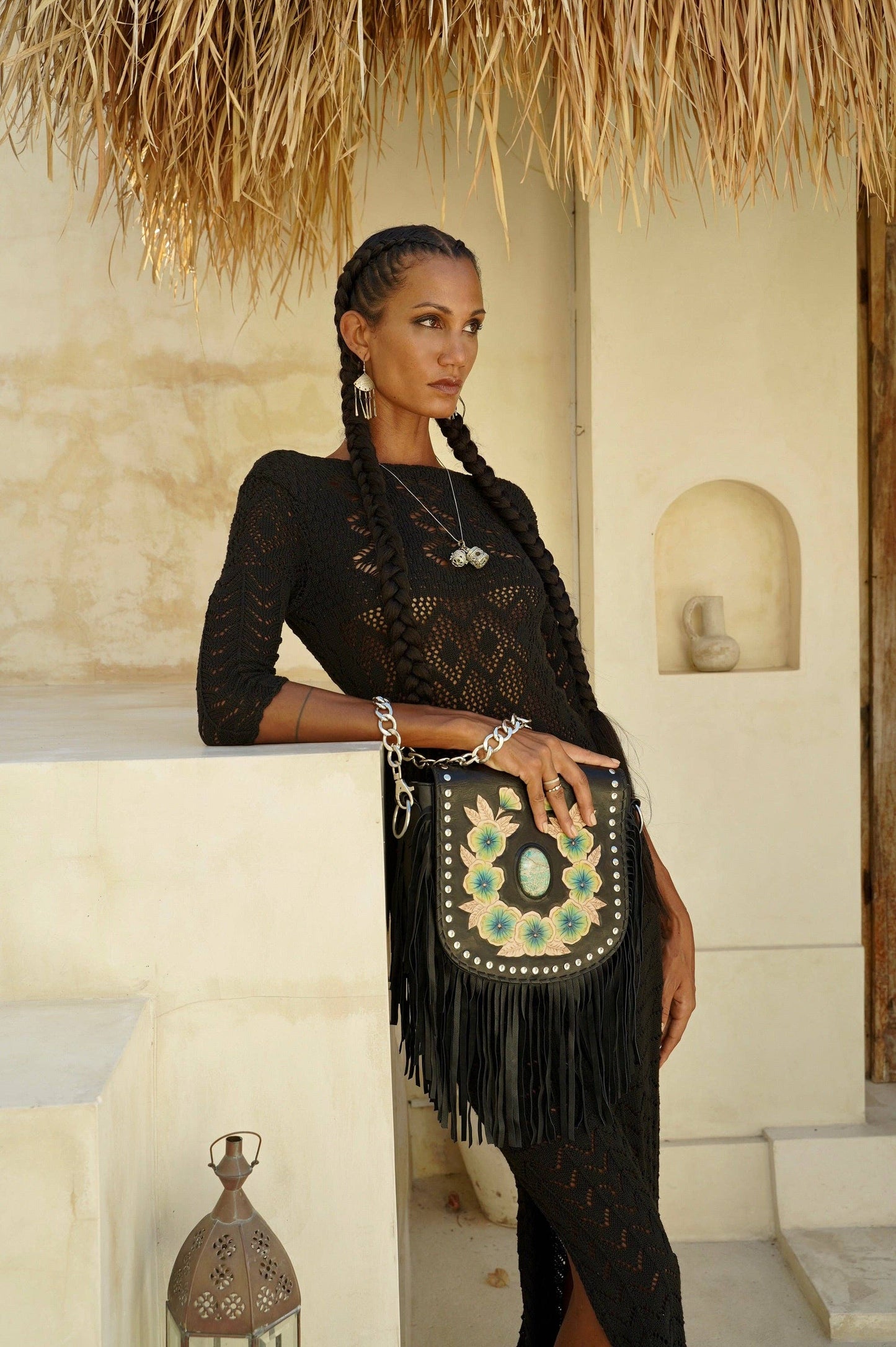 Charm Fringe Bag Black