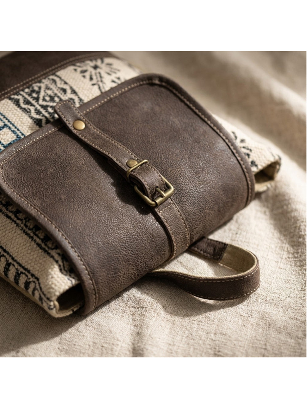 Ohlay by American Darling Clay Canyon Boho Canvas and Leather Mini Backpack