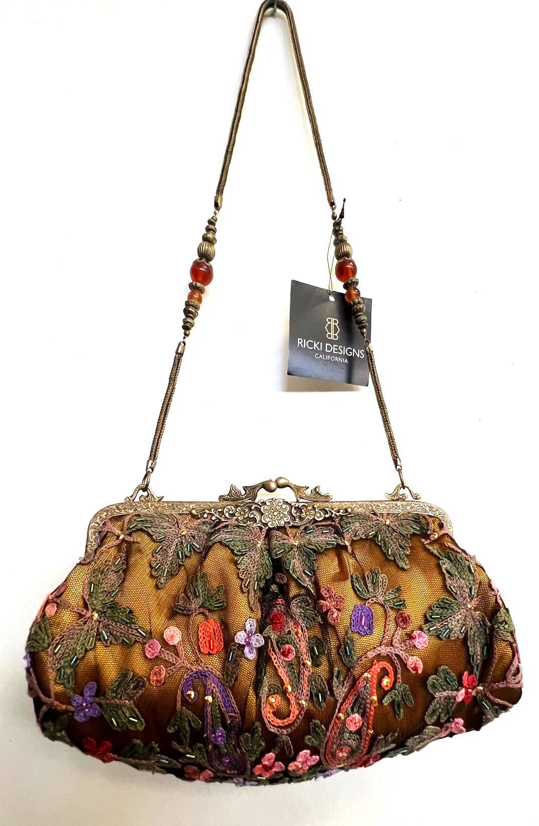 Vintage Crewel Embroidered Women's Clutch Bag