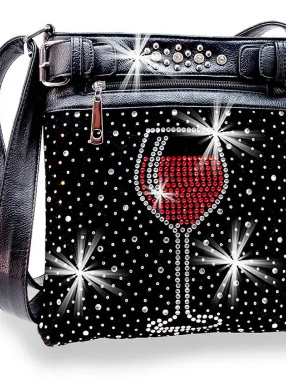 Rhinestone Wine Glass Crossbody