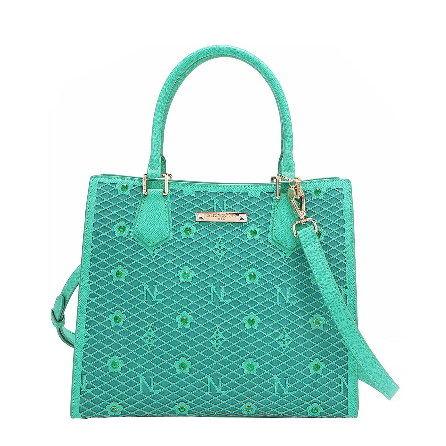 GRACIE STRUCTURED TOTE in Emerald Teal Green