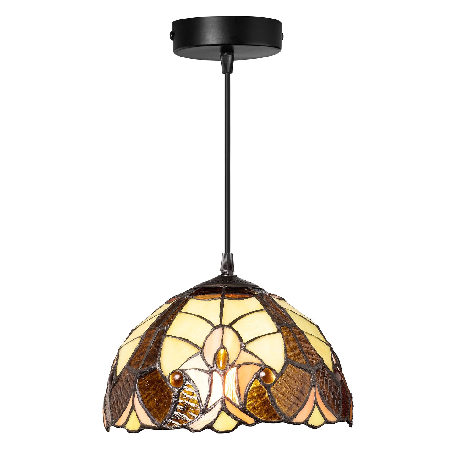 10"W Halston Traditional Amber Dome stained glass Shade Pendant