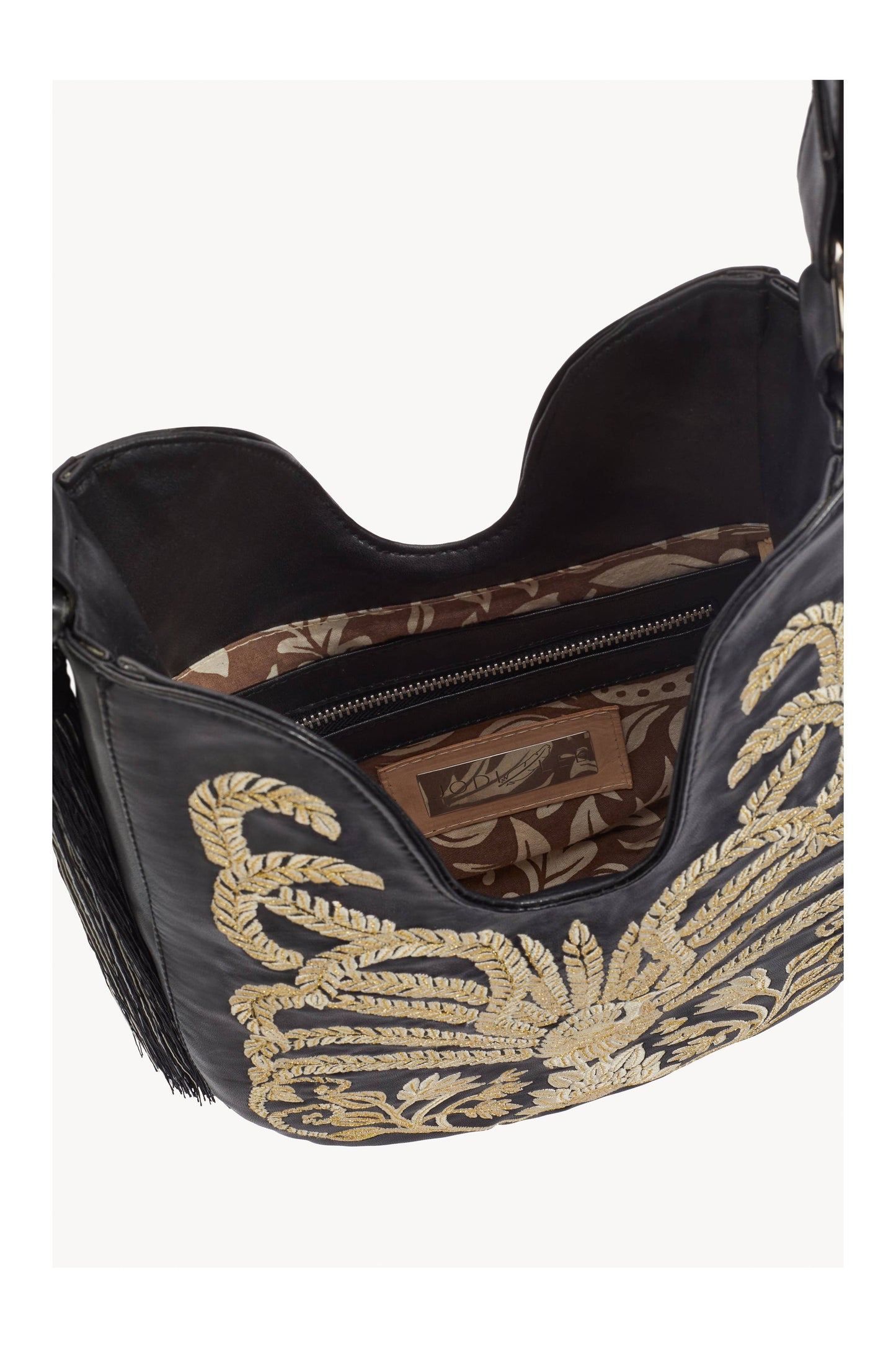 Mini Lyrebird Tassel Bag Black Faux Leather