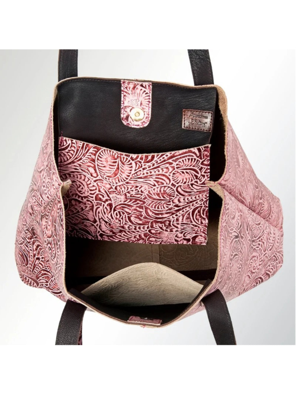 American Darling Rose Lattice tooled Leather Everyday Tote
