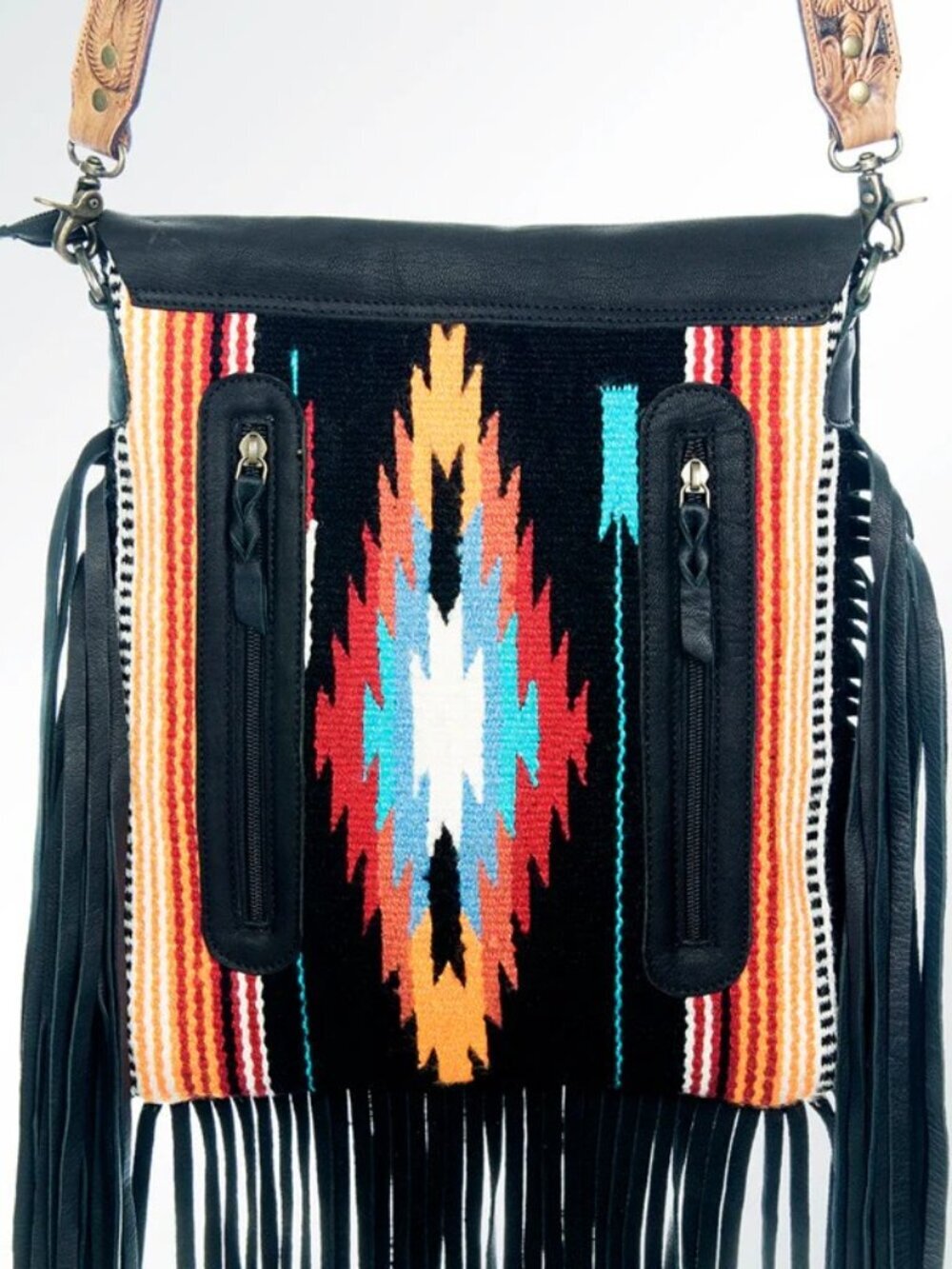 American Darling Colors of the Desert Boho Fringe messenger Saddle Blanket Bag