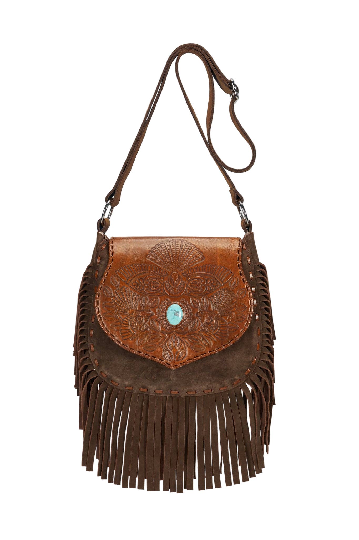 Lushington Fantail Bag (no studs) Antique Medium Brown/Dark Choc