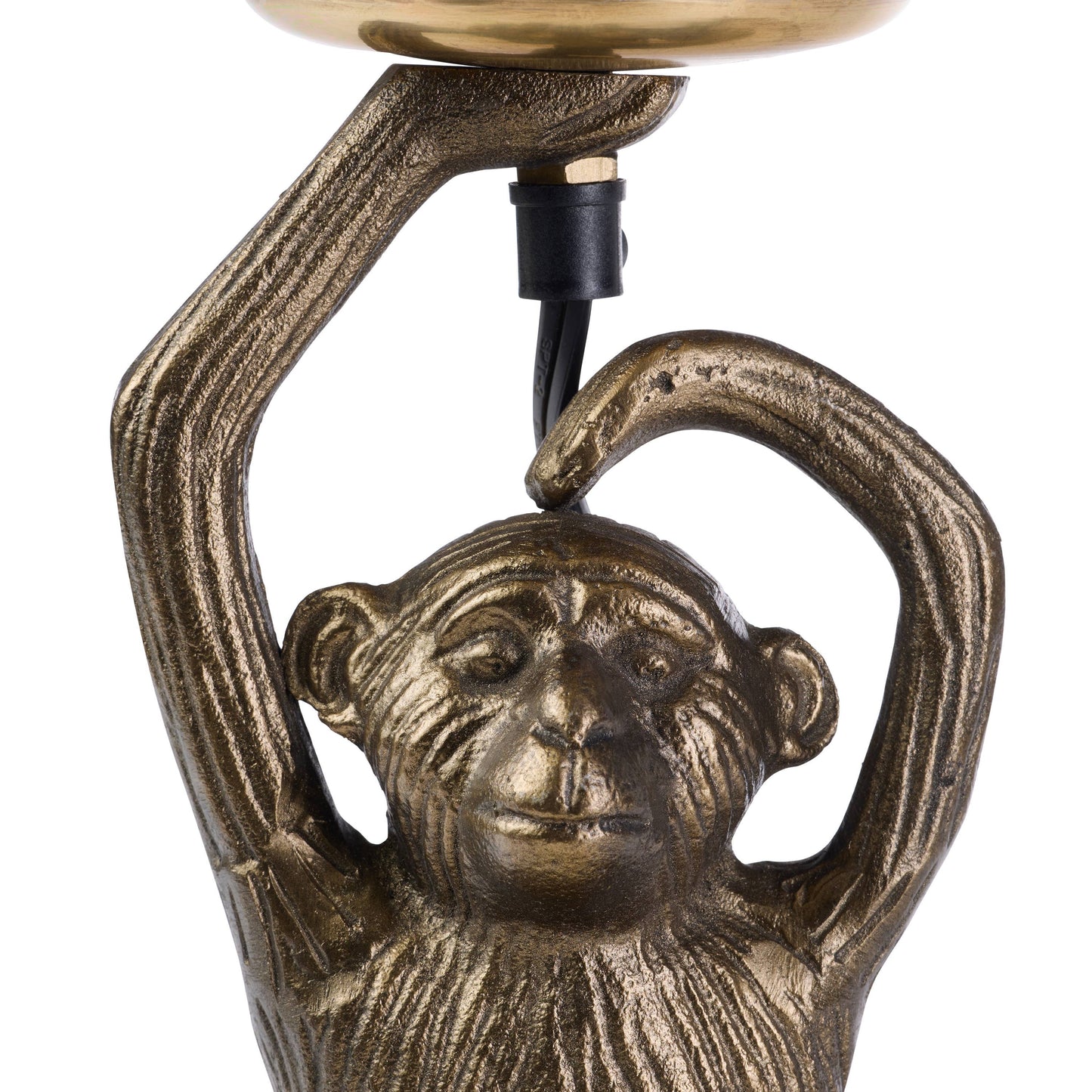 17"H Gold Finish Monkey Table Lamp with Glass Globe Shade