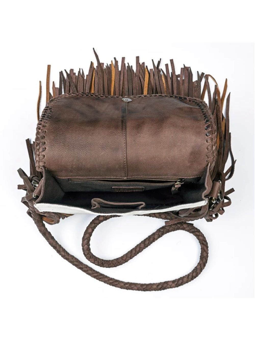 American Darling Desert Fringe Cowhide with Turquoise Concho Crossbody