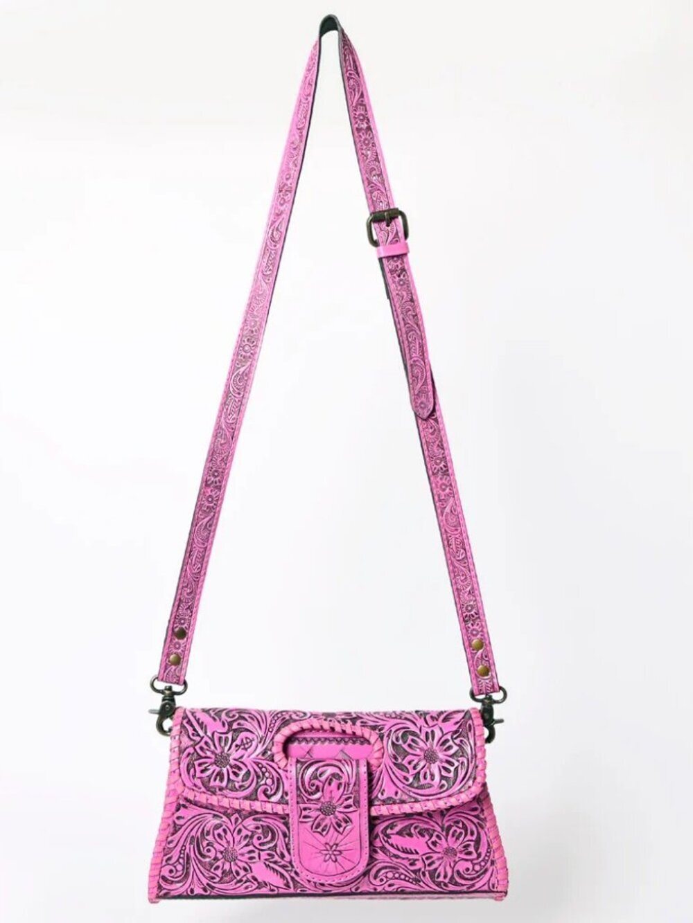 American Darling Pink Floral Bloom Western Crossbody Bag