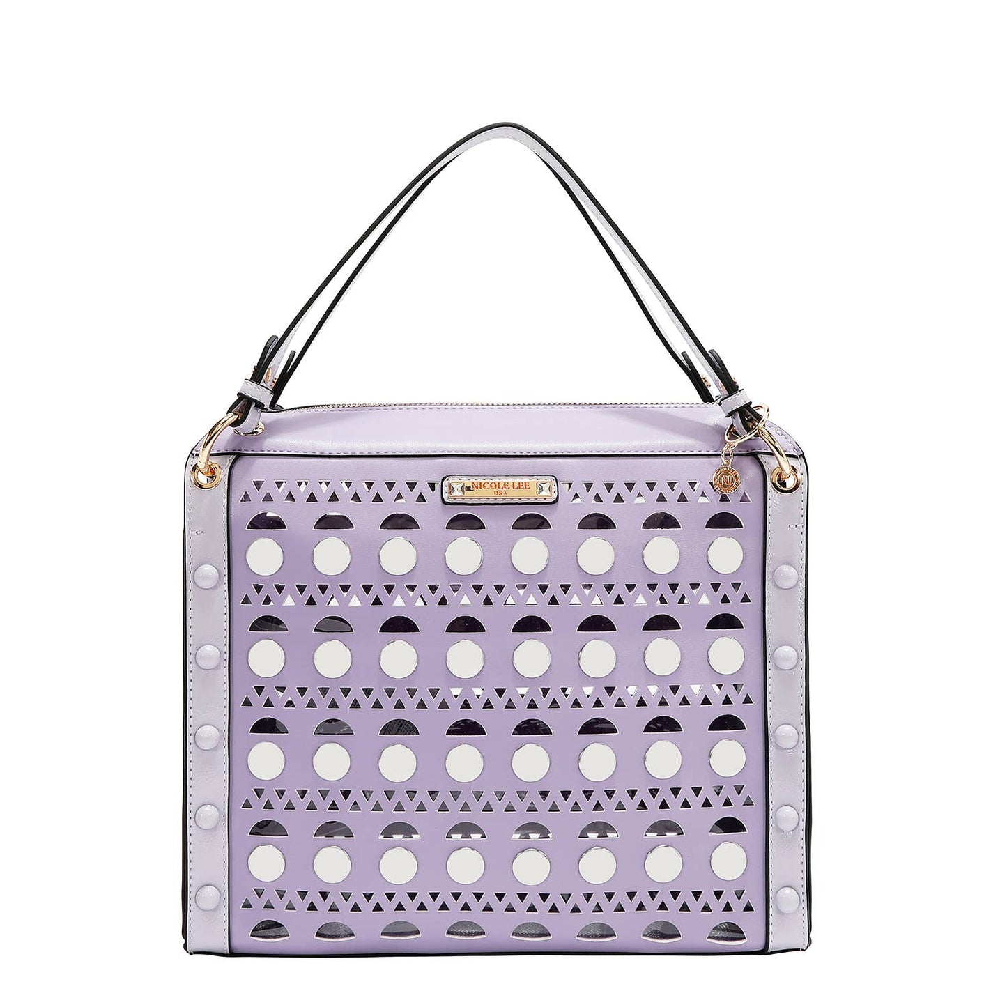 SILVER POP STUD SATCHEL BAG