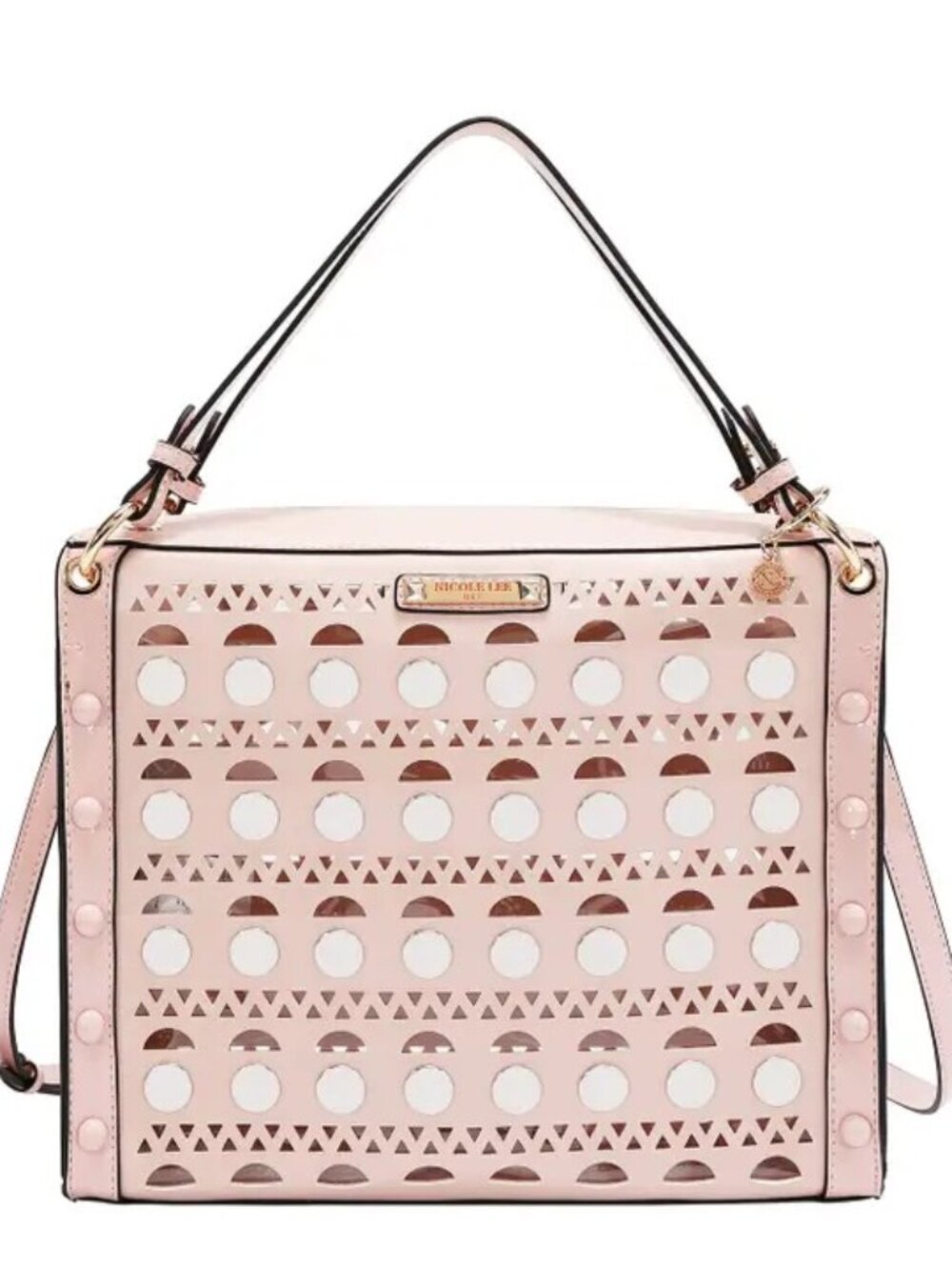 Pink Blush Silver Pop Stud Satchel Bag