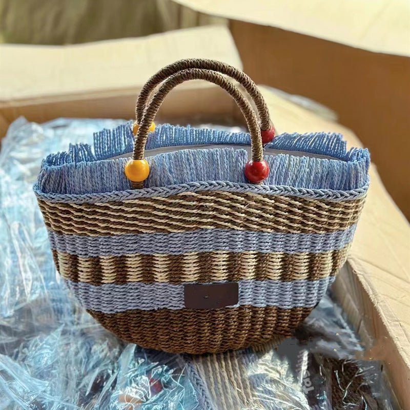 "The Tiscit and Tastic" Picnic Basket style handwoven handbag