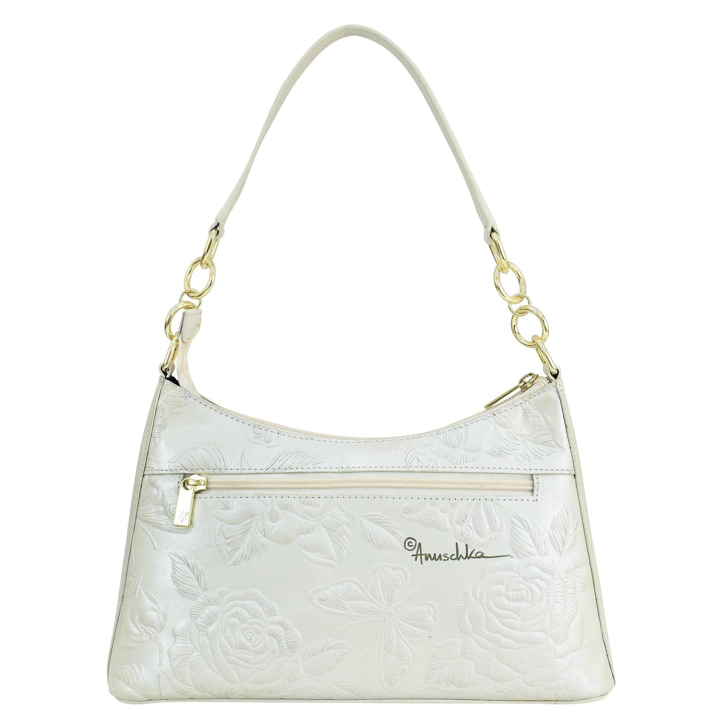 Anuschka Hobo With Chain Strap - 707 pearl white