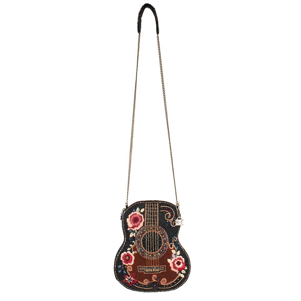 Mary Frances Classical Vibe Beaded Guitar Crossbody Handbag