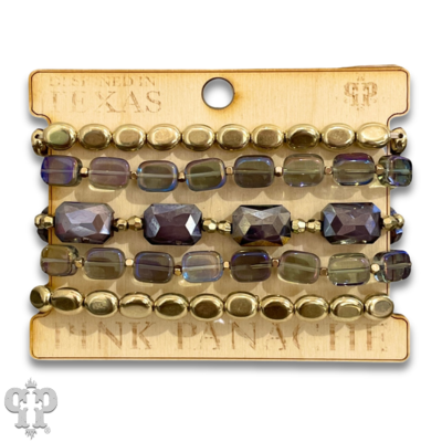 Color mix and gold bead bracelet stack - LC