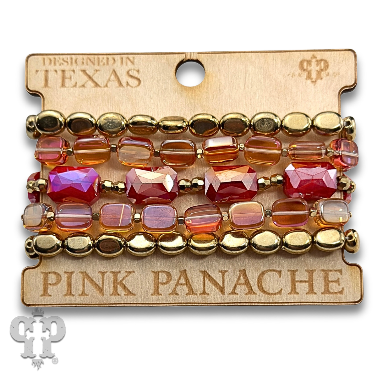 Color mix and gold bead bracelet stack - LC