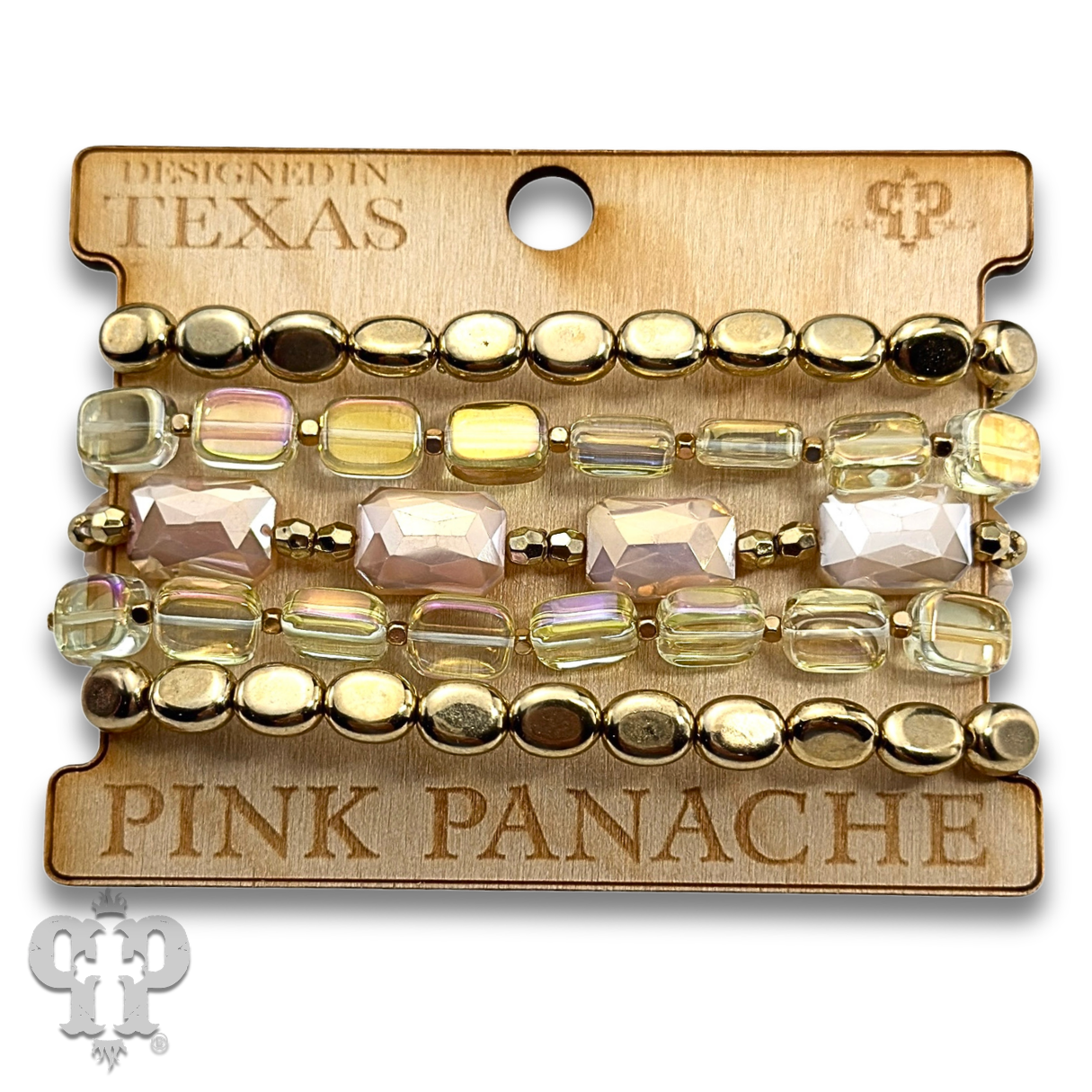 Color mix and gold bead bracelet stack - LC