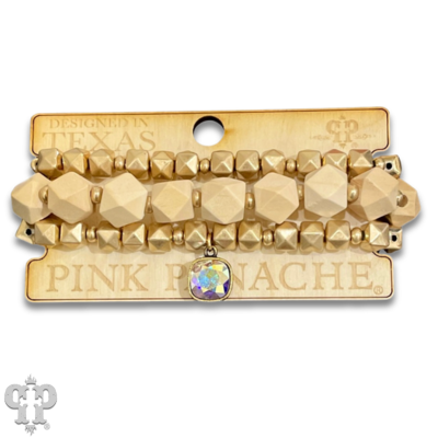 Color and gold bead bracelet set with Austrian crystal - LC