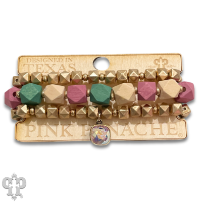 Color and gold bead bracelet set with Austrian crystal - LC