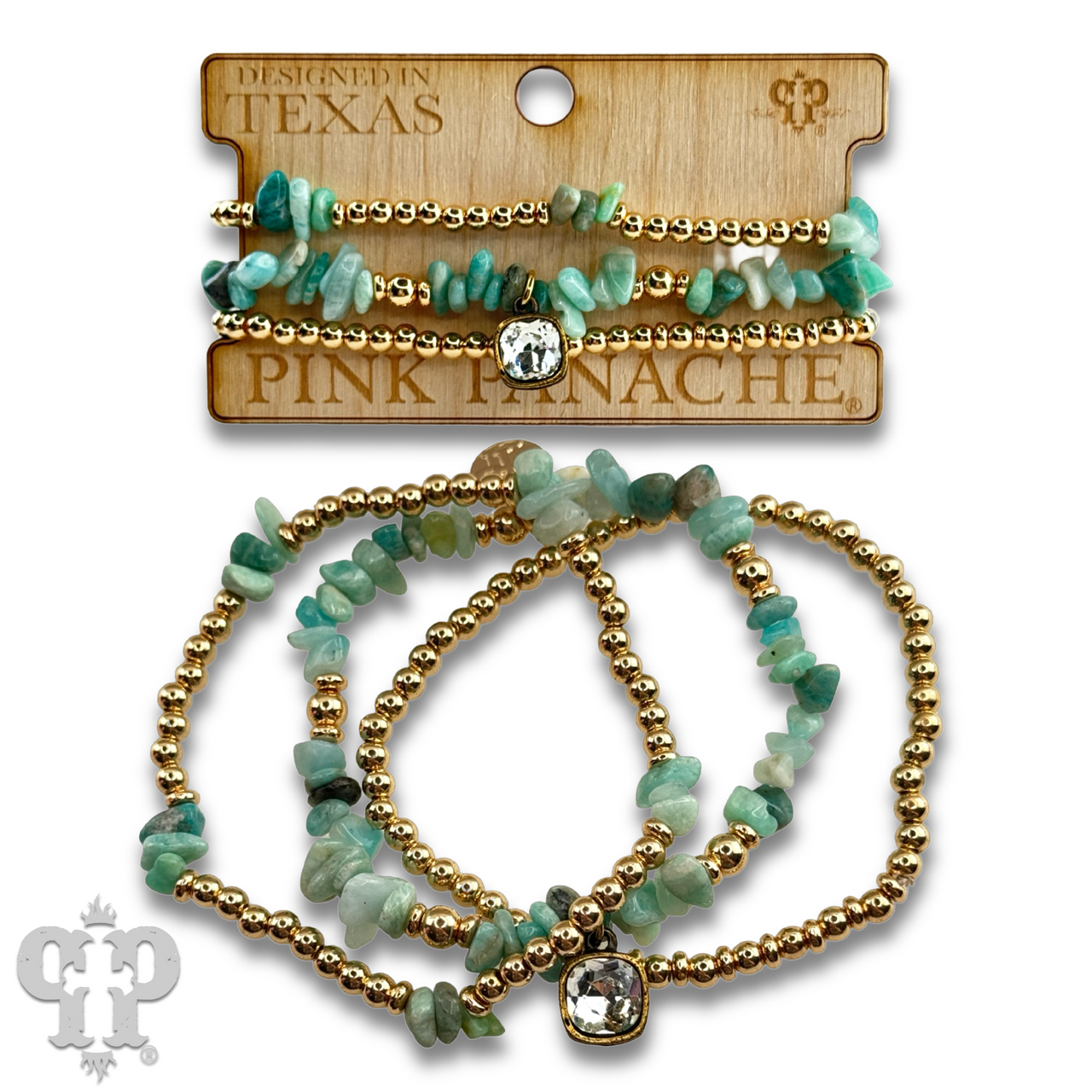 Chunky stone chip bracelet with Austrian crystal