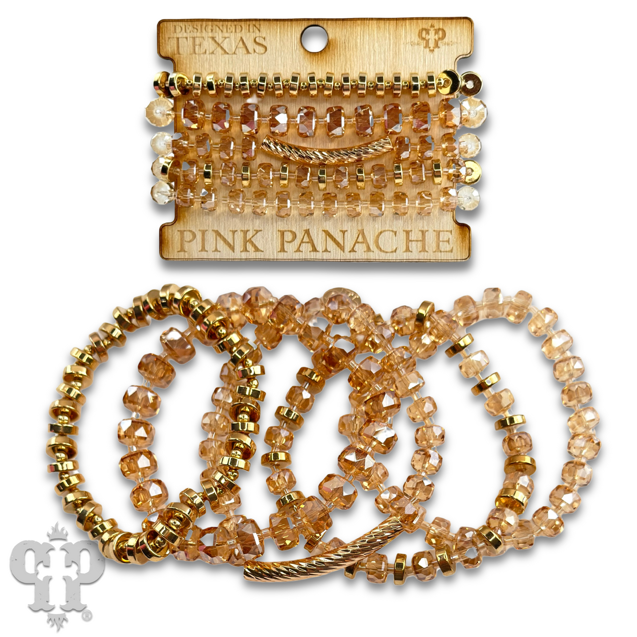 Faceted heishi bead bracelet with twisted tube bead feature