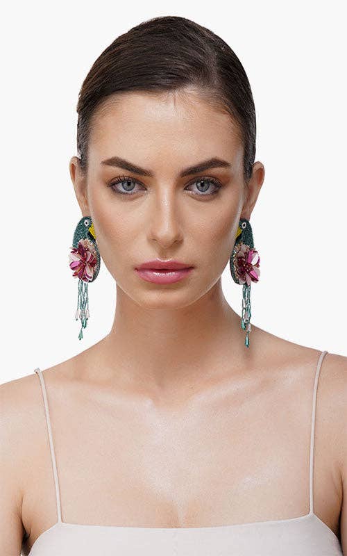 America & Beyond Retro Parrot Beaded Earrings