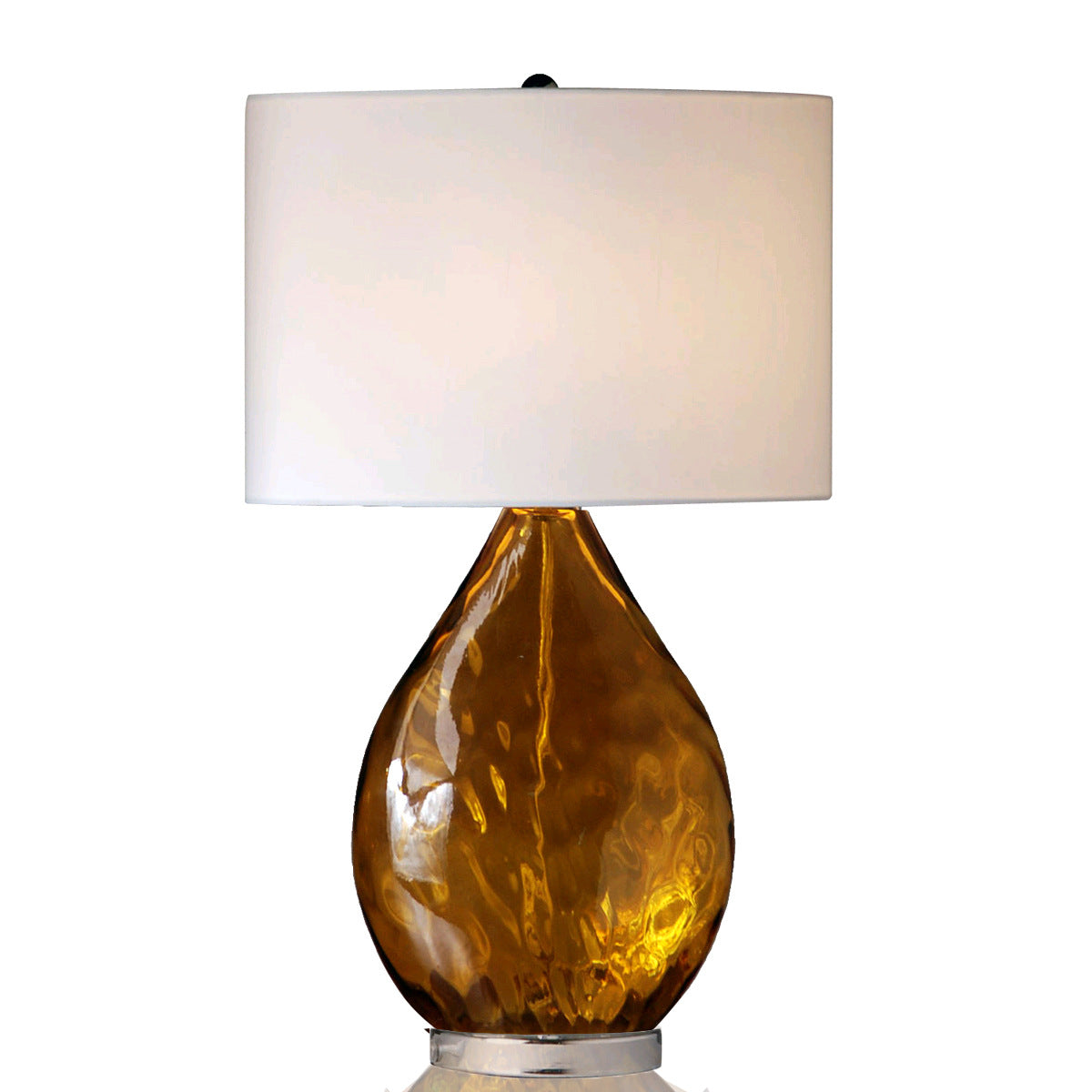 American Neoclassical Chinese Waterdrop-Textured Flat Glass Table Lamp