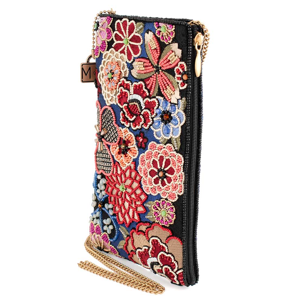 Mary Frances Ambrosia Floral Beaded Flowers Crossbody Phone Bag