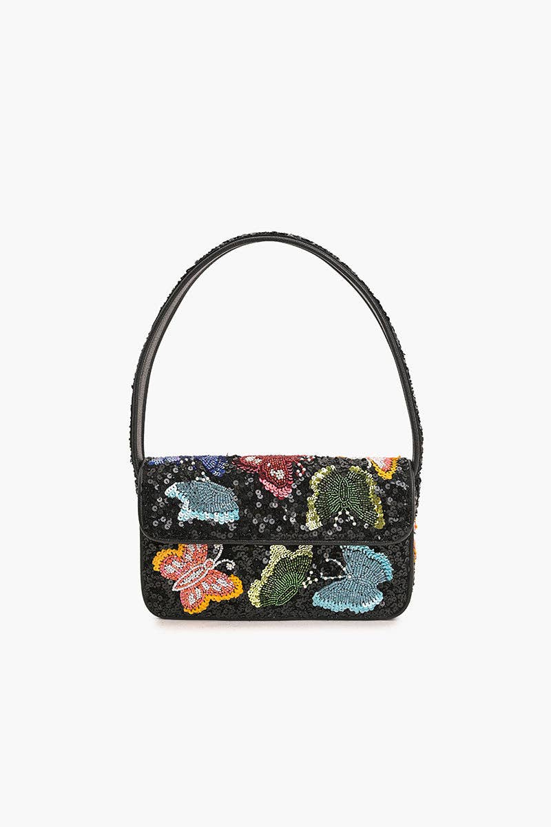 America & Beyond Charming Butterfly Beaded Shoulder Bag