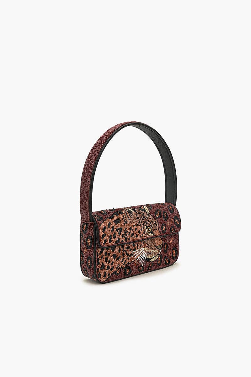 America & Beyond Forest Leopard Beaded Shoulder Bag