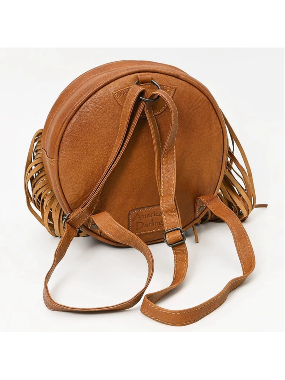 American Darling Yeehaw Cowgirl Fringe Round Backpack Bag