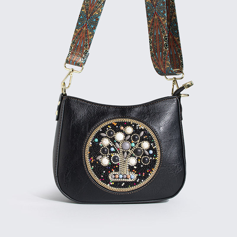 Beaded Bucket Shoulder Crossbody Bag