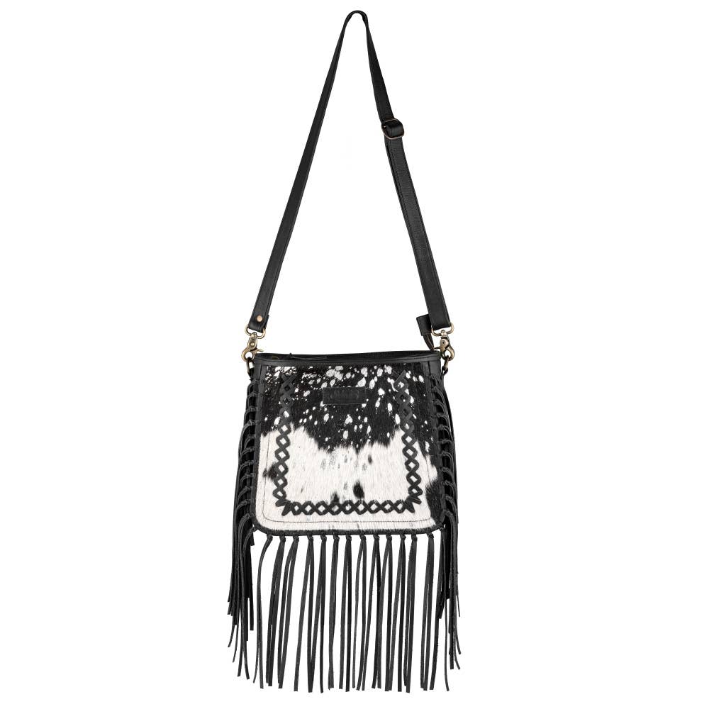 Full Grain Leather & Acid Wash Cowhide Shoulder Bag -Women's