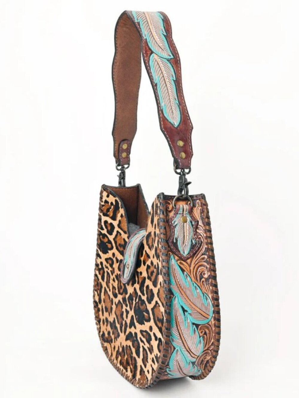 American Darling Wild Feather Western Hair on Hobo Bag