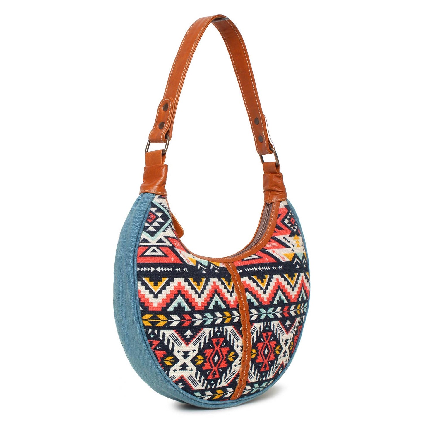 Hobo shoulder bag blazing sunset , blue orange and black