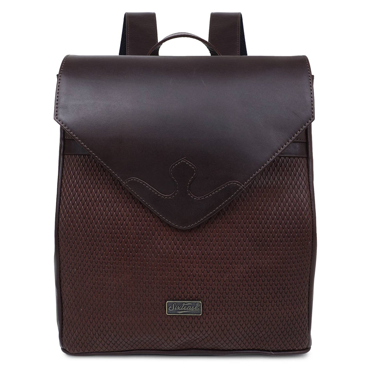 Leather Women's Backpack - Bistre Brown Snake Texture