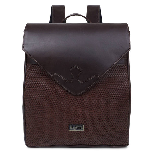 Leather Women's Backpack - Bistre Brown Snake Texture