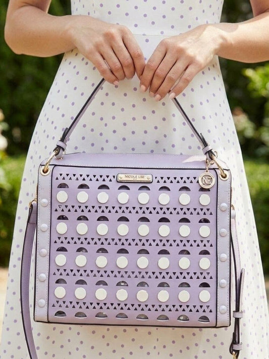 Lavender Silver Pop Stud Satchel Bag