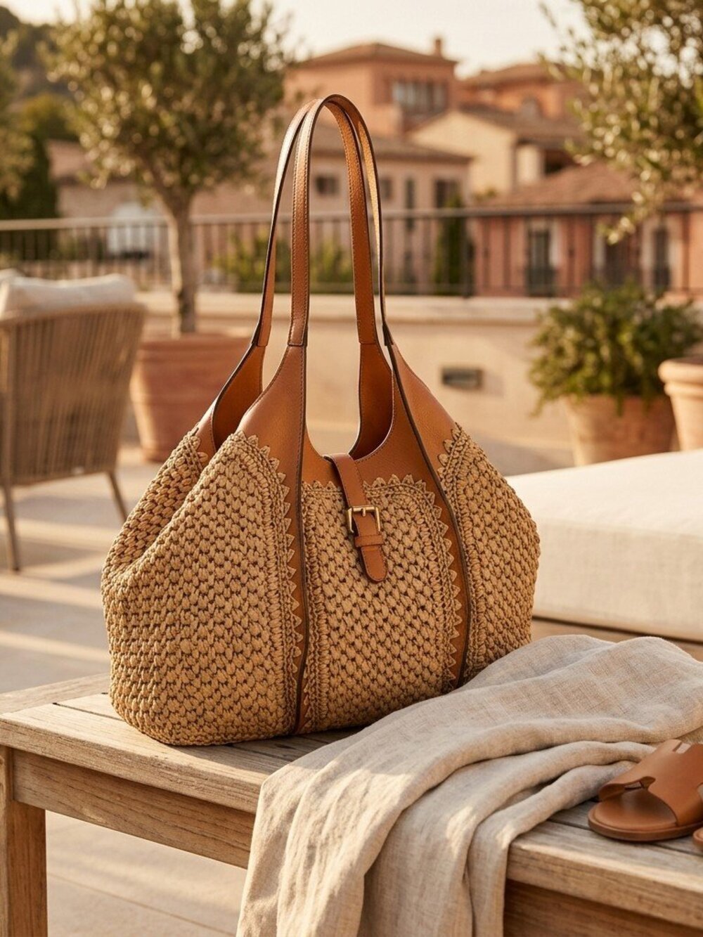Patricia Nash Santorini Coastal Weave Hobo Satchel