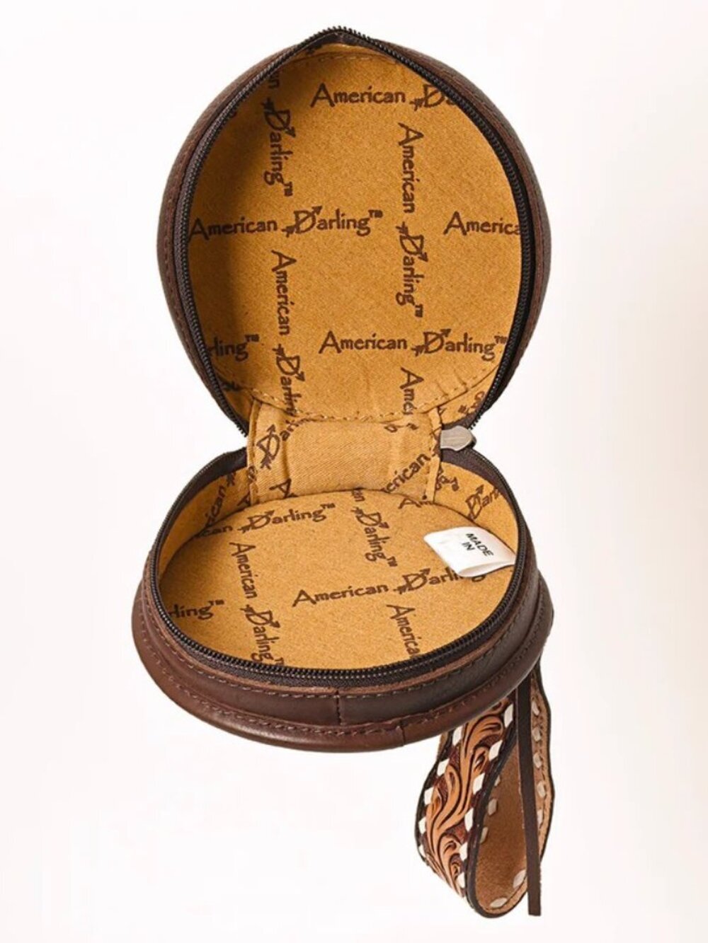 American Darling Western Tooled Leather Wristlet
