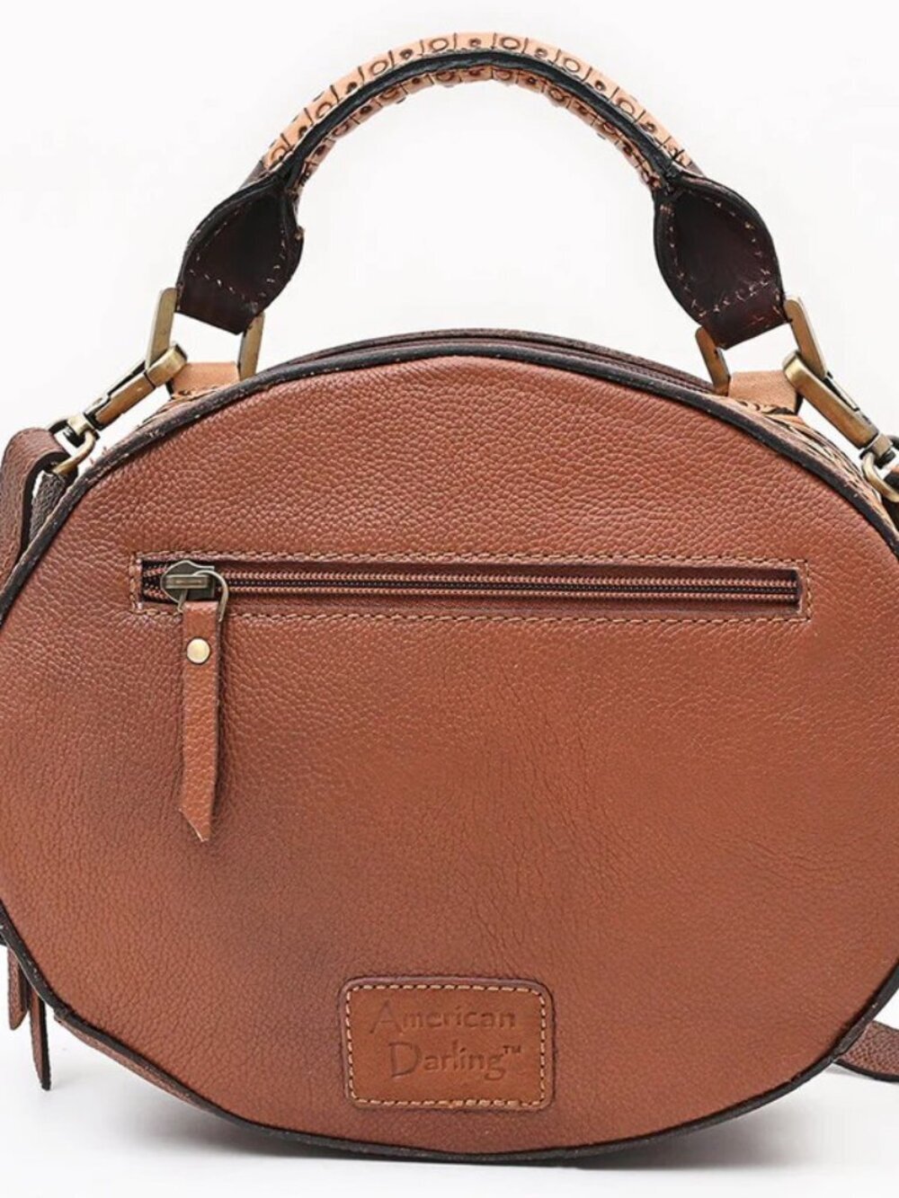 American Darling Western Bloom Tooled Crossbody Leather Canteen Bag