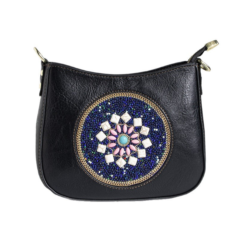 Beaded Bucket Shoulder Crossbody Bag