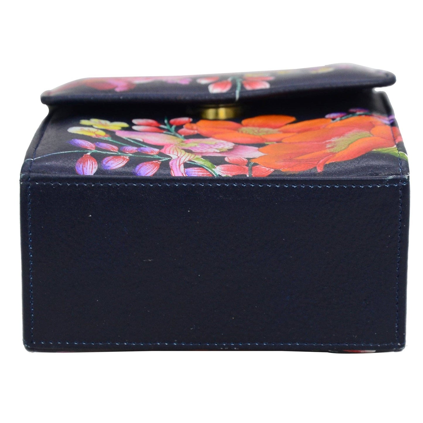 Hand-Painted Leather Triple Compartment Crossbody Organizer - 412