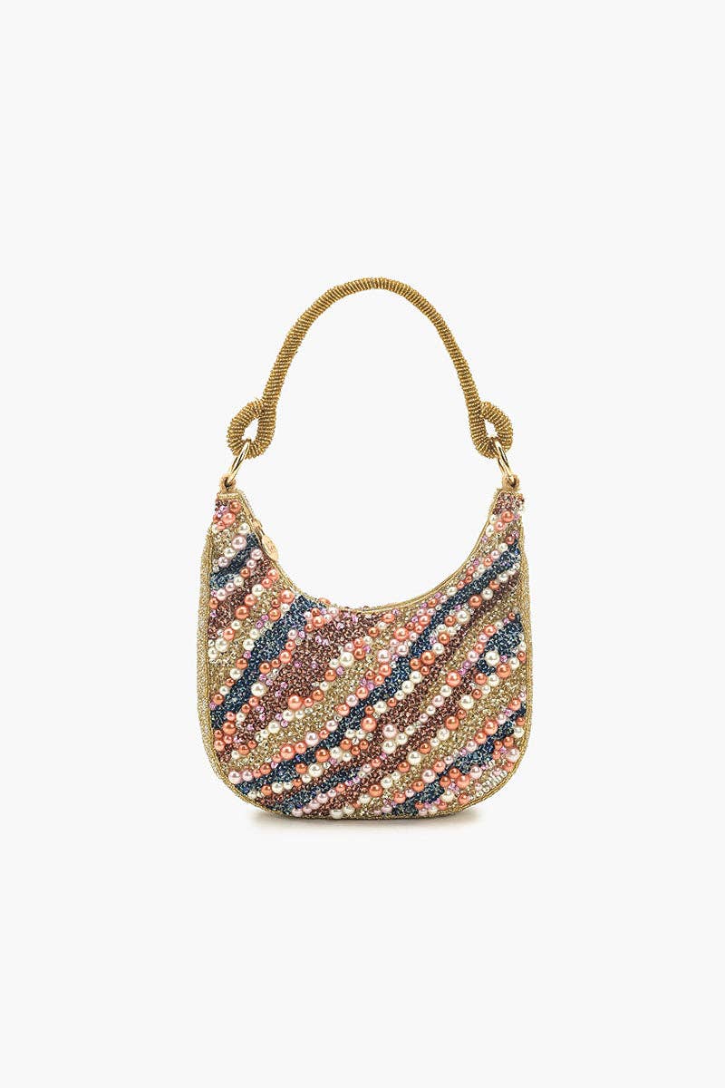 America & Beyond Pearl Beaded Hobo Bag