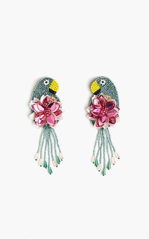 America & Beyond Retro Parrot Beaded Earrings