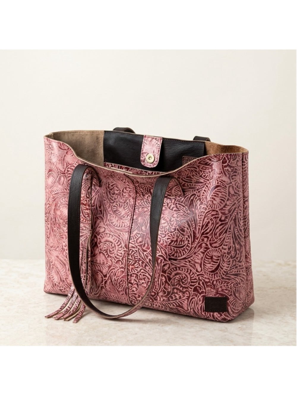 American Darling Rose Lattice tooled Leather Everyday Tote